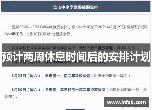 预计两周休息时间后的安排计划